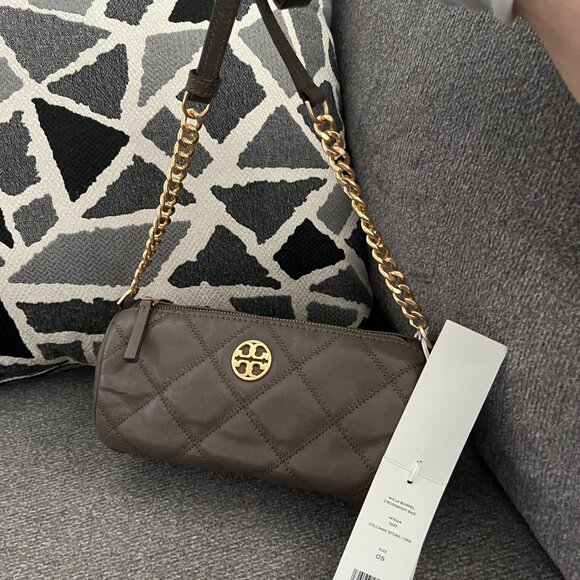 NWT TORY BURCH 141024 WILLA BARREL Crossbody Shoulder volcanic stone - Picture 5 of 10